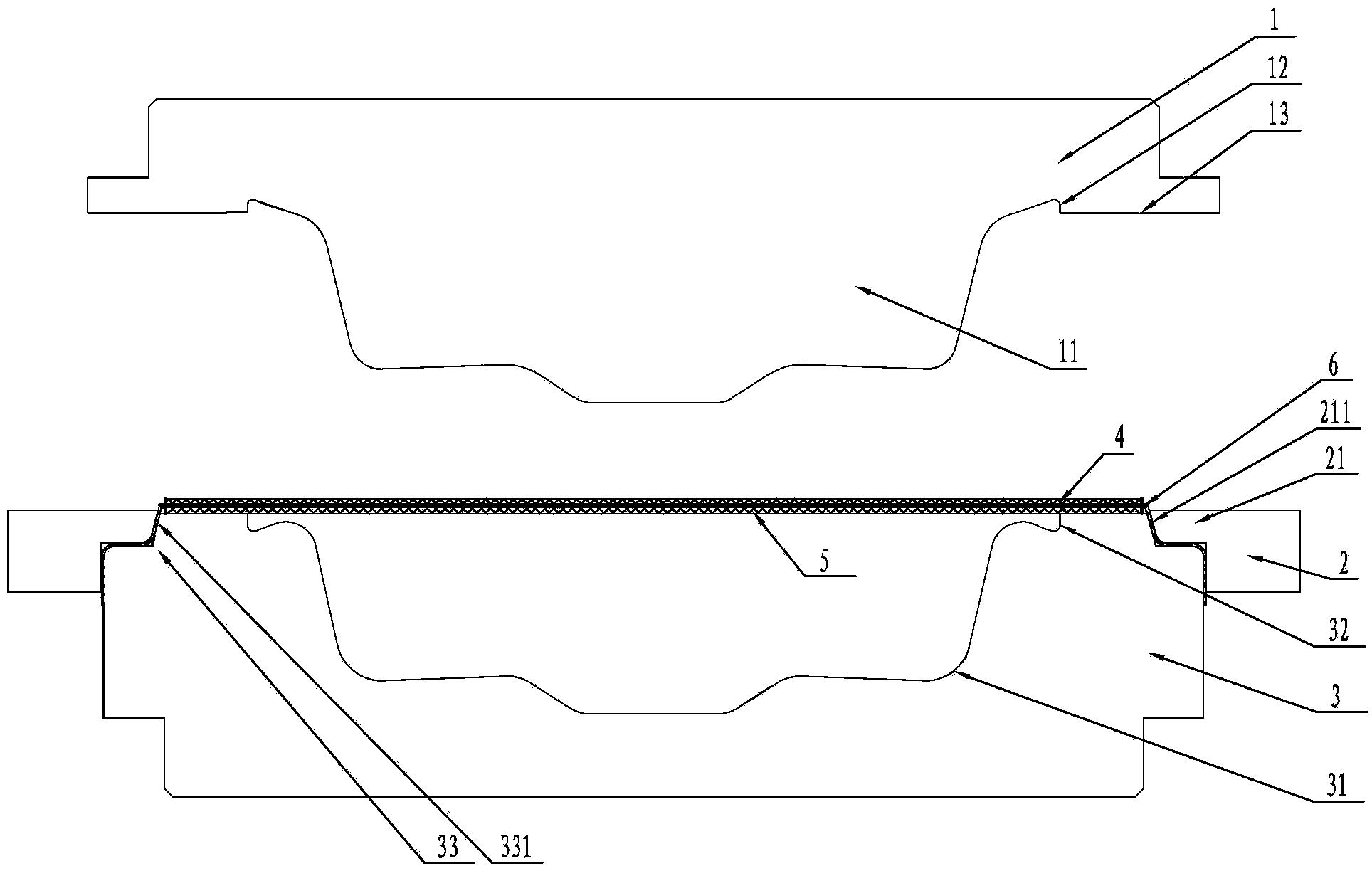 Mould, mould base and process for one-time forming of canvas of air chamber rubber diaphragms