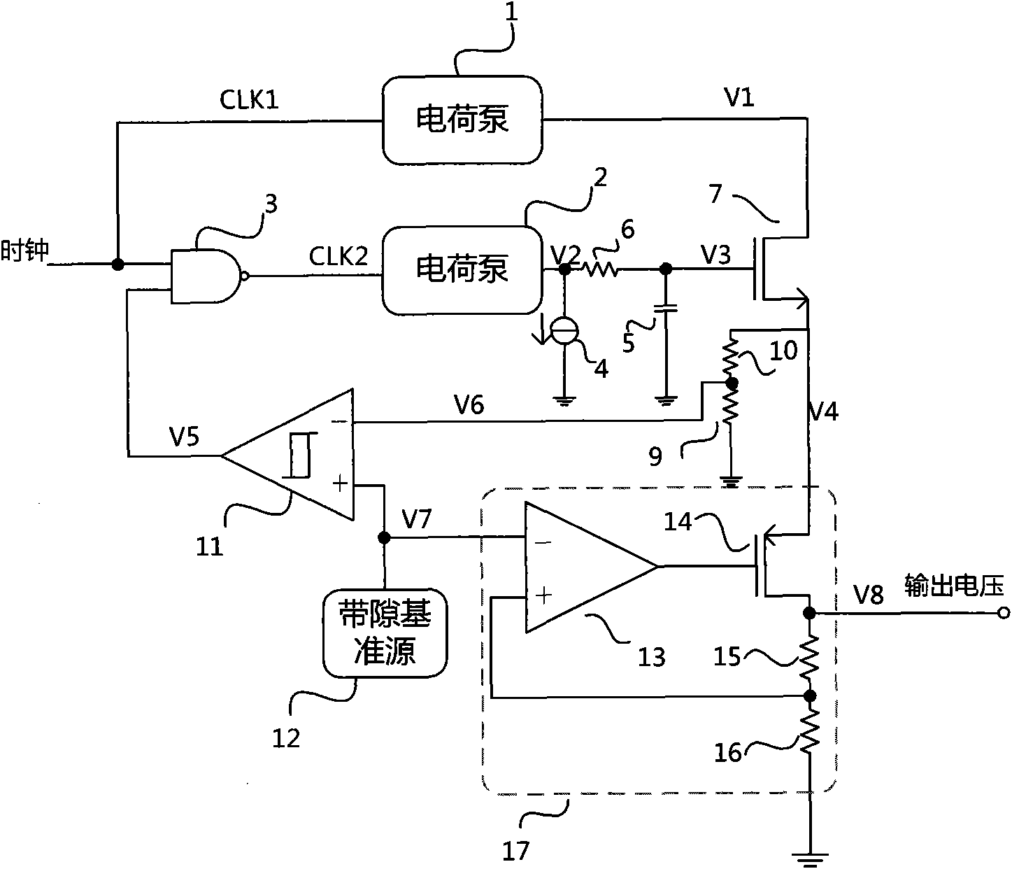 Voltage stabilizer on mixed signal integrated circuit chip