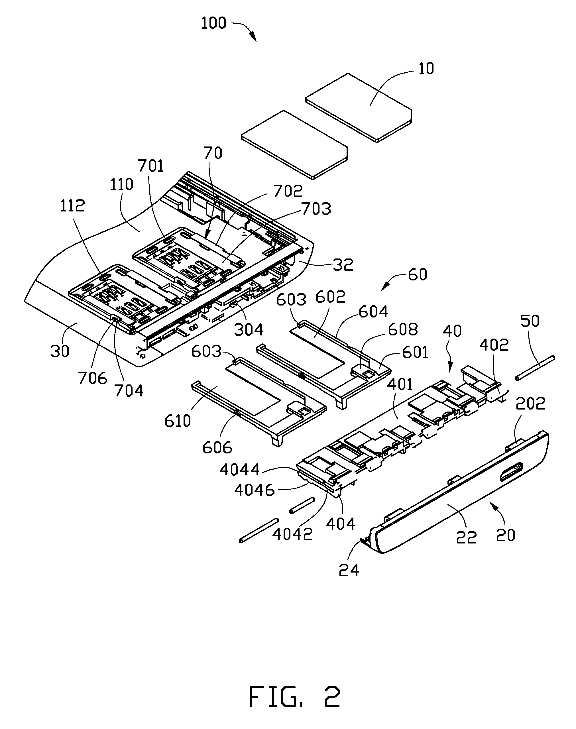 Chip card holder with protective cover for portable electronic devices