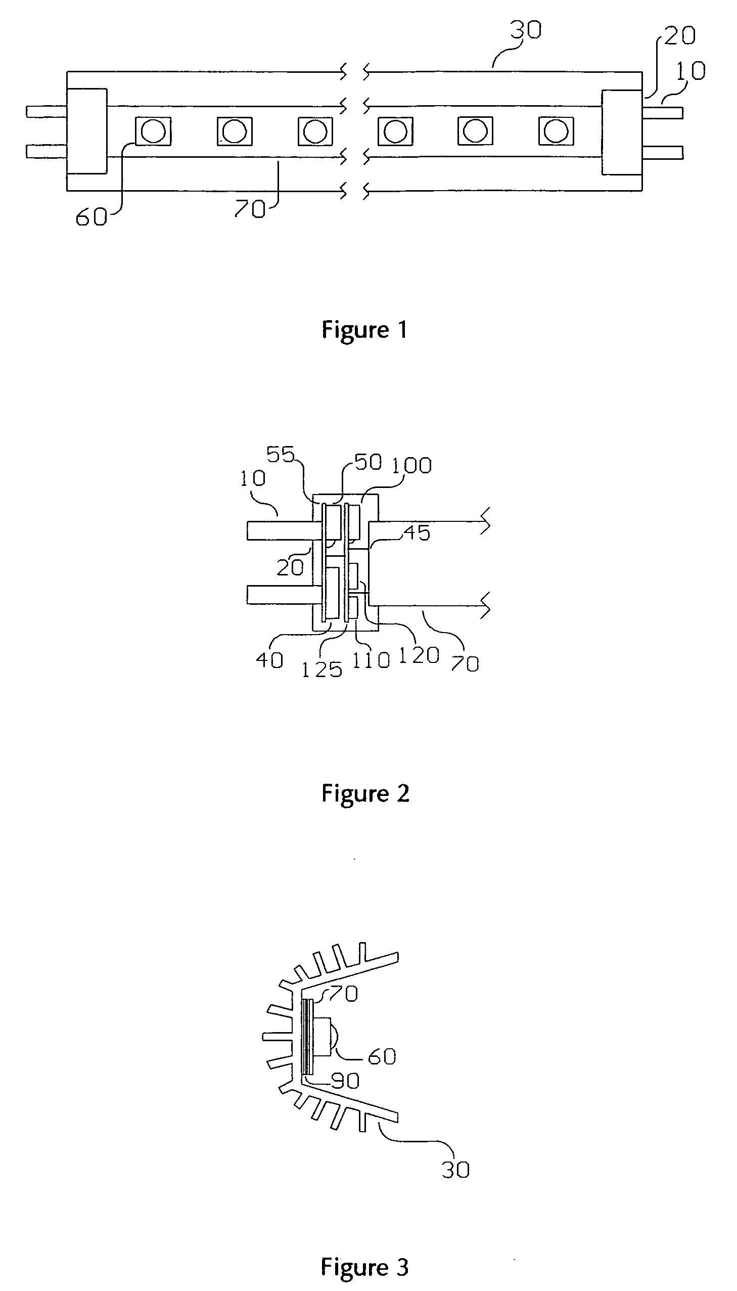 Circuit devices which include light emitting diodes, assemblies which include such circuit devices, and methods for directly replacing fluorescent tubes