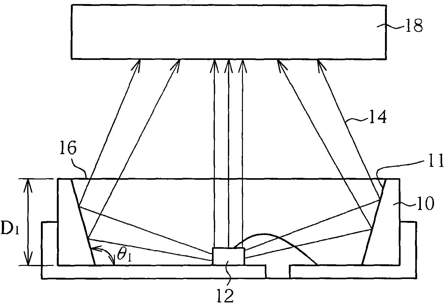 Packaging shell and packaging structure of edge type light emitting component