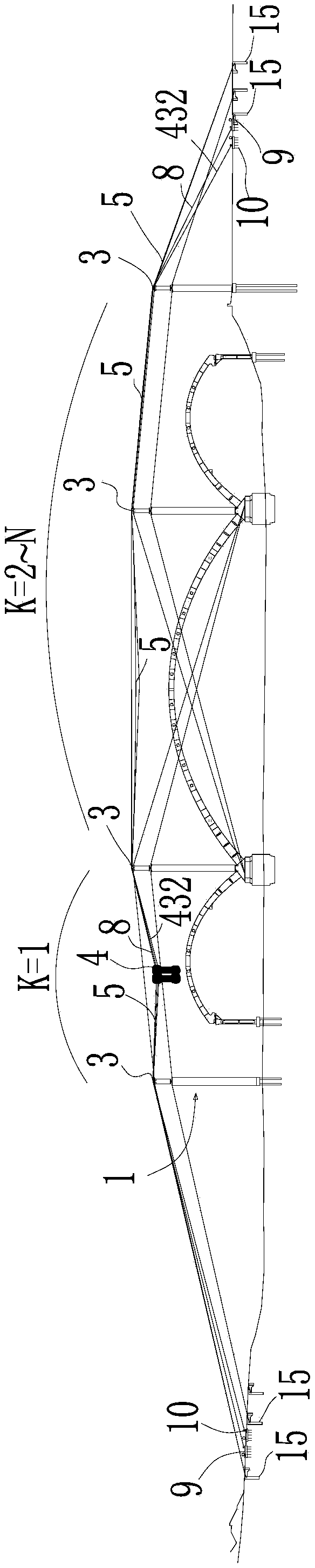 Span tower type cable crane crown block and mating cable saddle