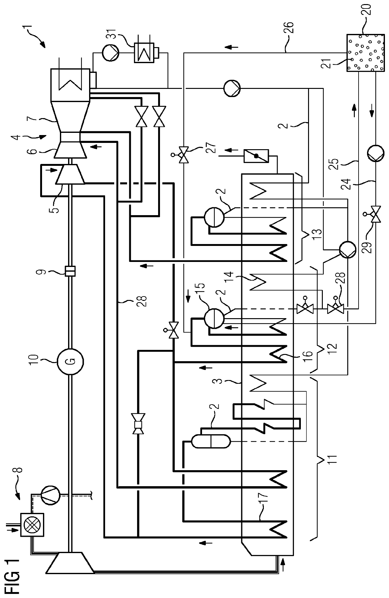 Power plant with heat reservoir