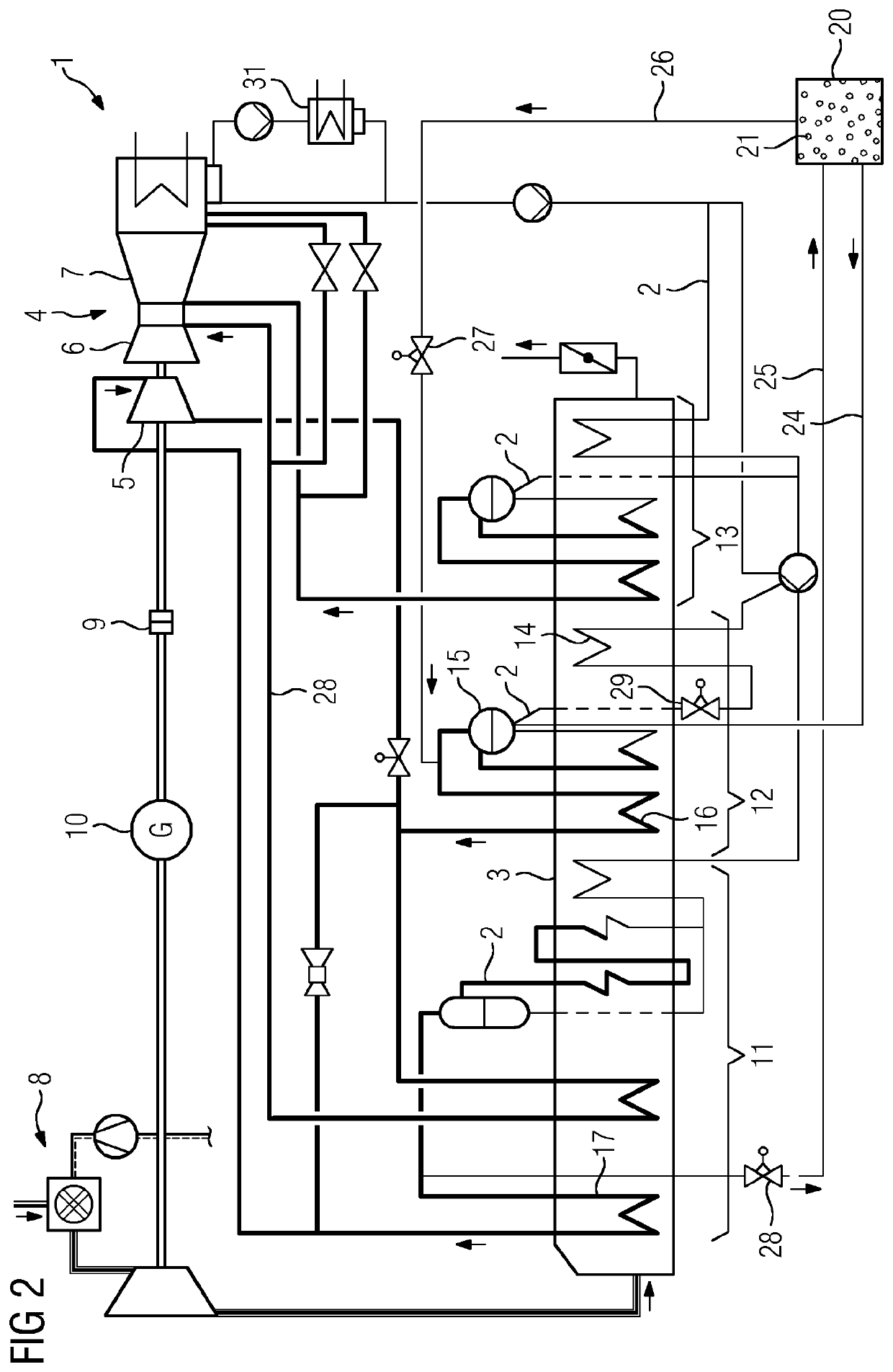 Power plant with heat reservoir