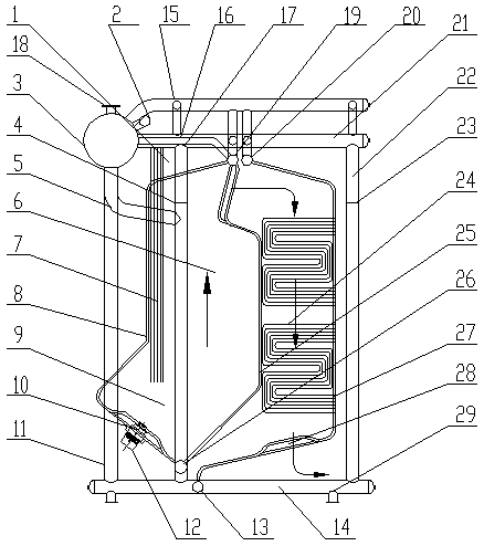 Single-drum oblique-injection down-intake gas-and-oil-fired corner tube boiler