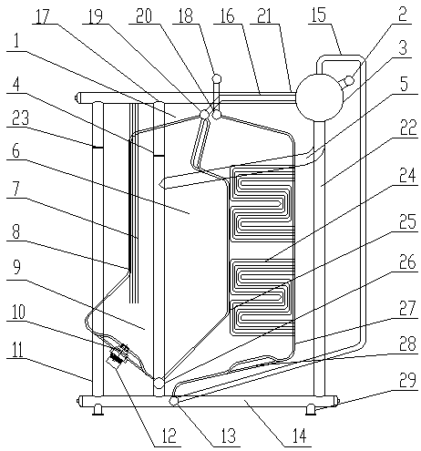 Single-drum oblique-injection down-intake gas-and-oil-fired corner tube boiler