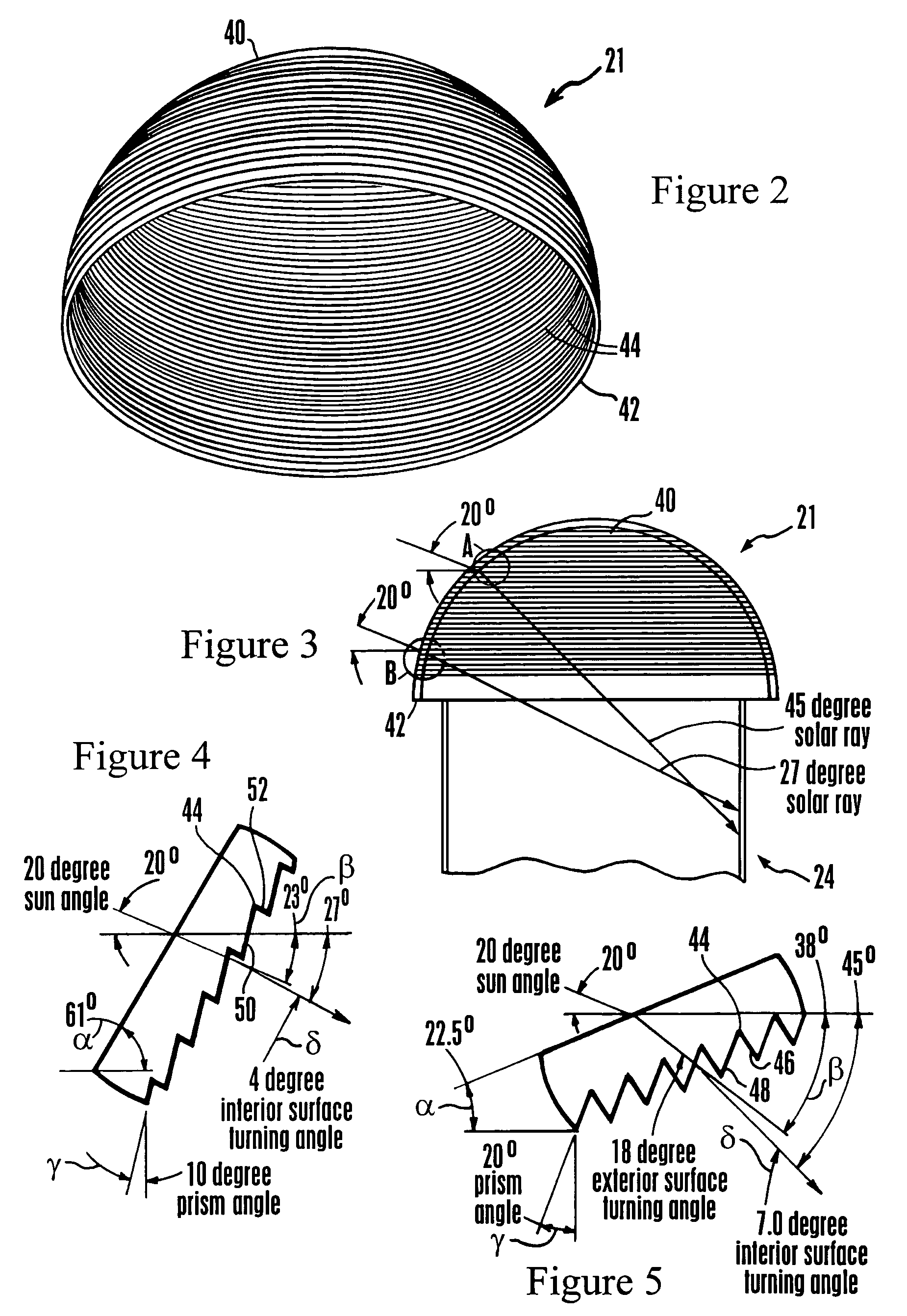 Tubular skylight dome with variable prism