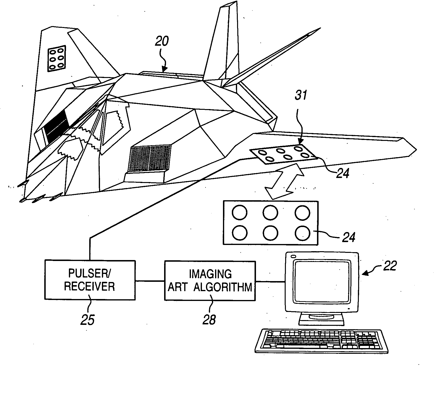 Manufacturing process or in service defects acoustic imaging using sensor array