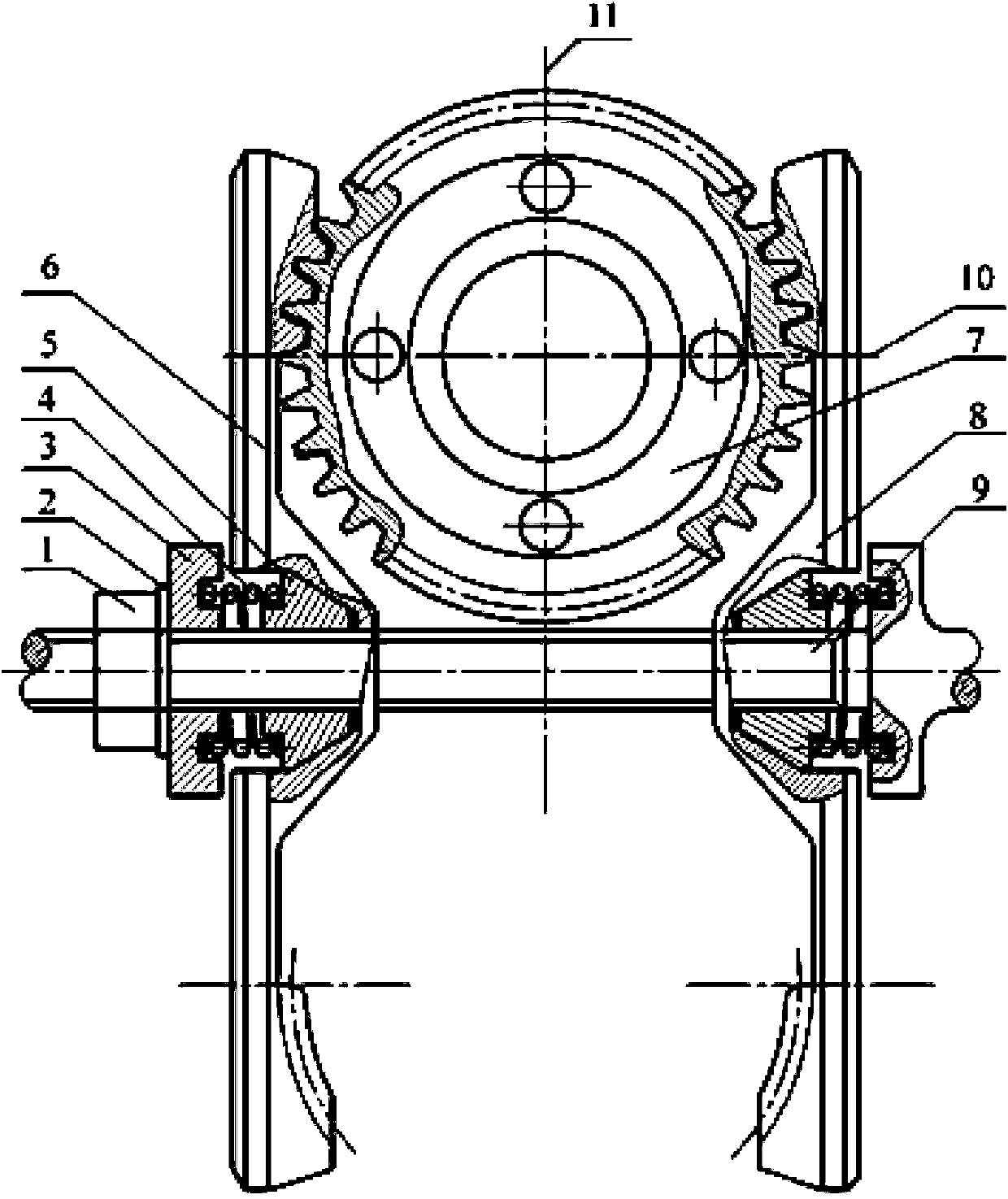 Two-segment enveloping worm end face meshing worm transmission device