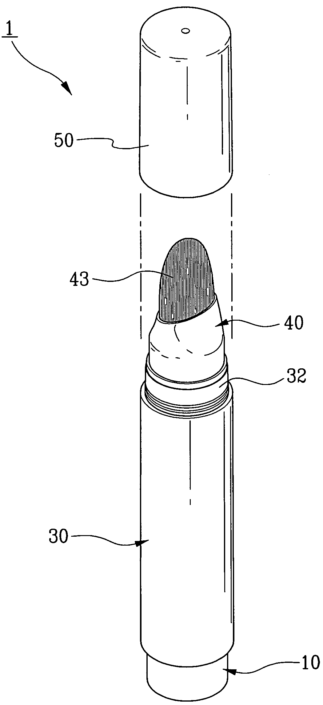 Cosmetics discharge structure of cosmetics case