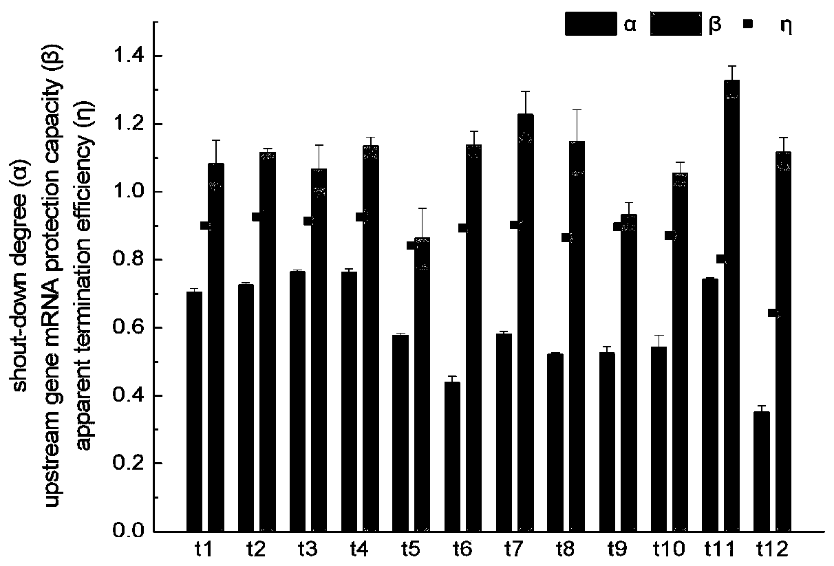 Plasmid system for comprehensively representing strength of escherichia coli terminator and method