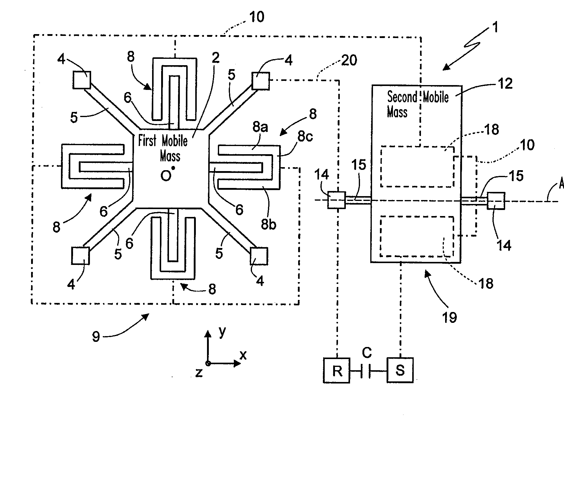 Microelectromechanical inertial sensor, in particular for free-fall detection applications