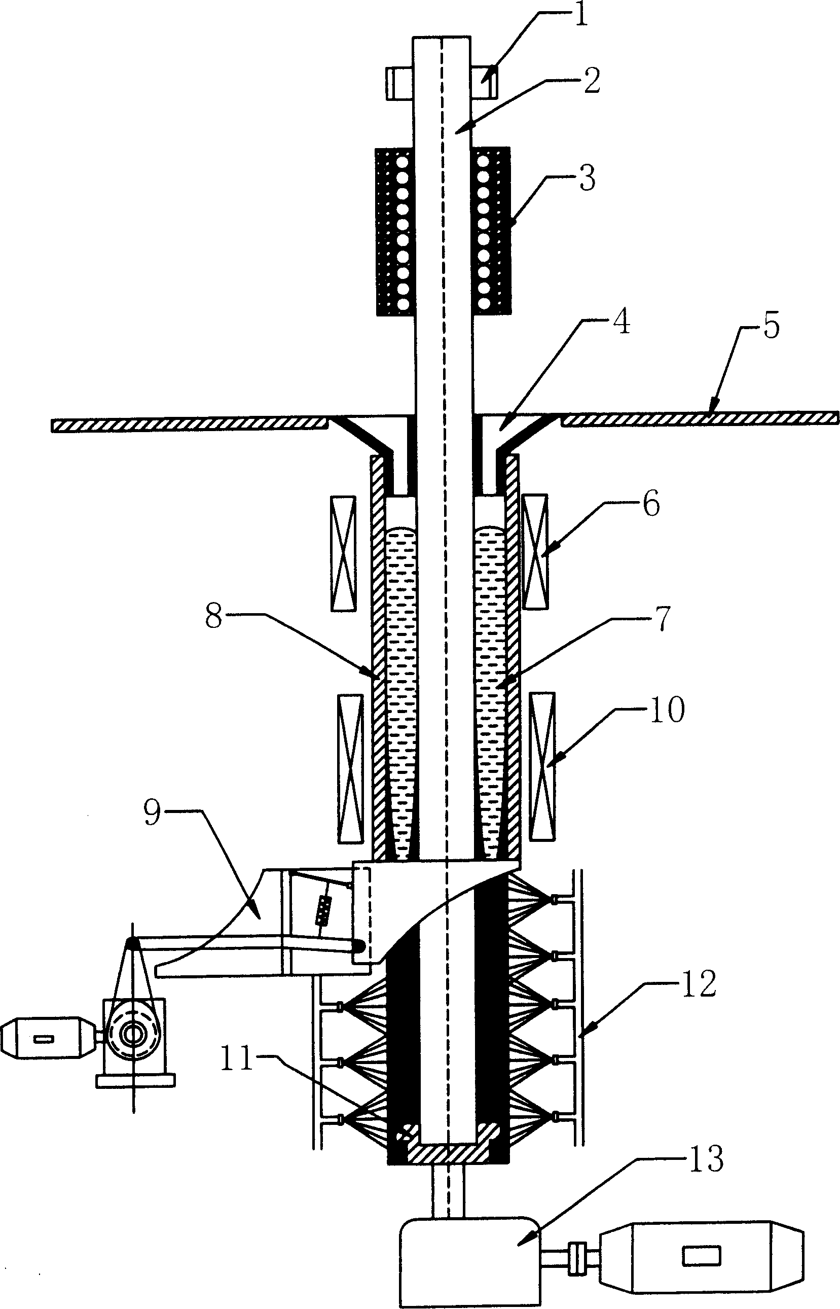 Electromagnetic continuous casting method of composite roller and its casting equipment