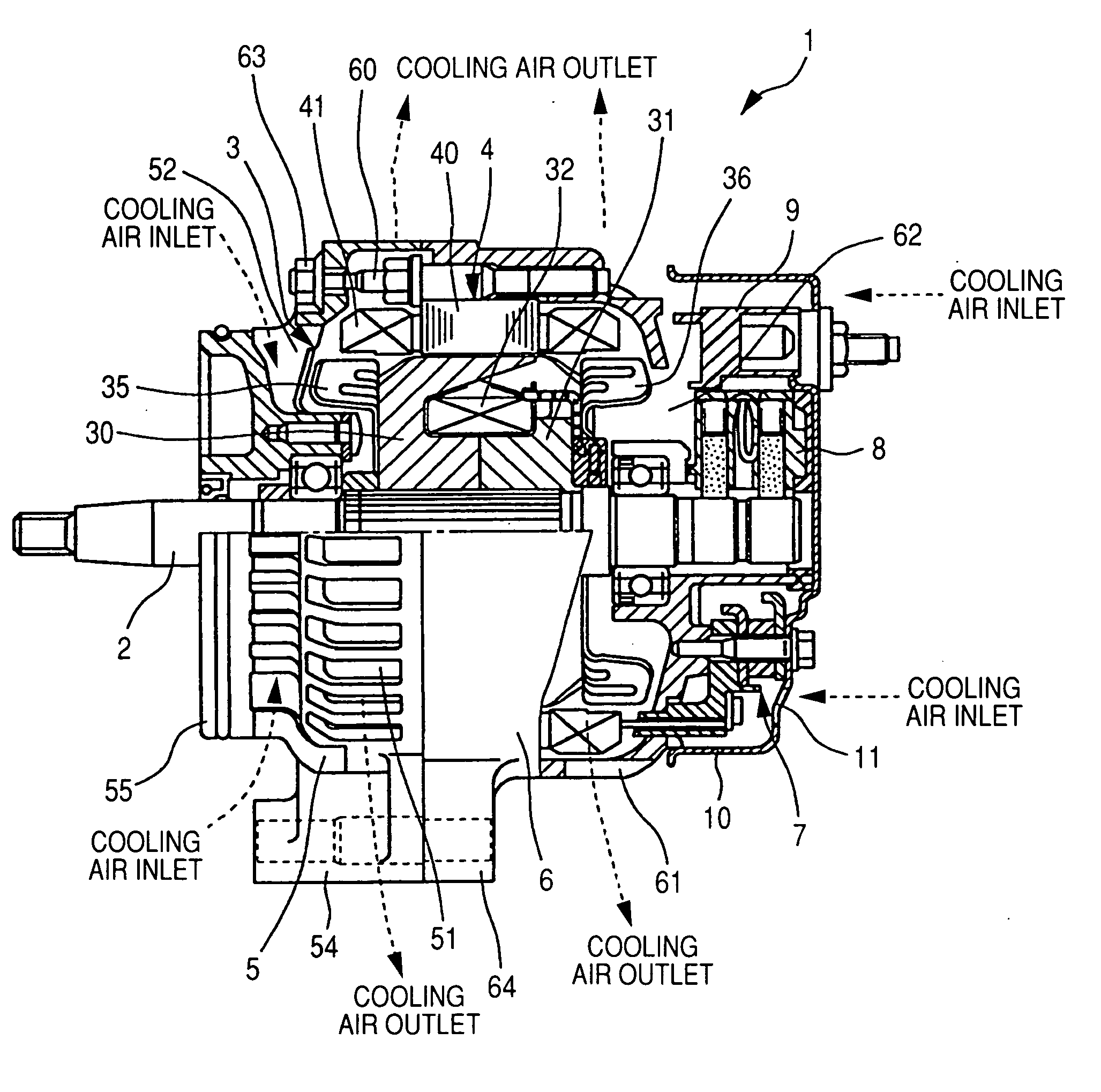 Cooling system for vehicle alternator