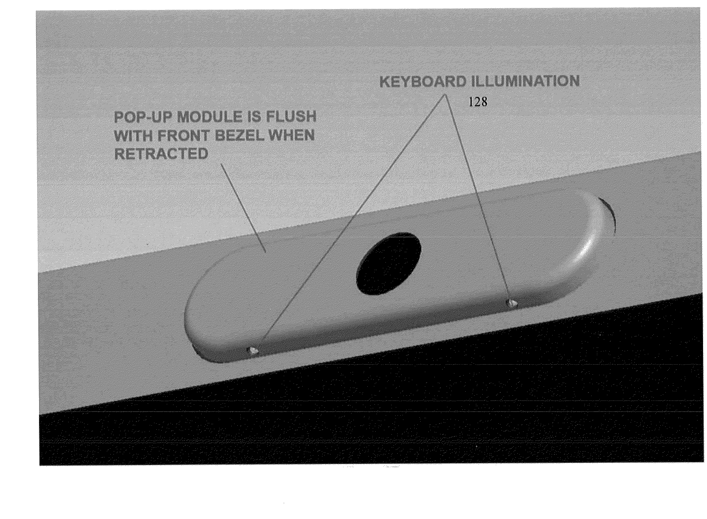 Optimized designs for embedding webcam modules with superior image quality in electronics displays