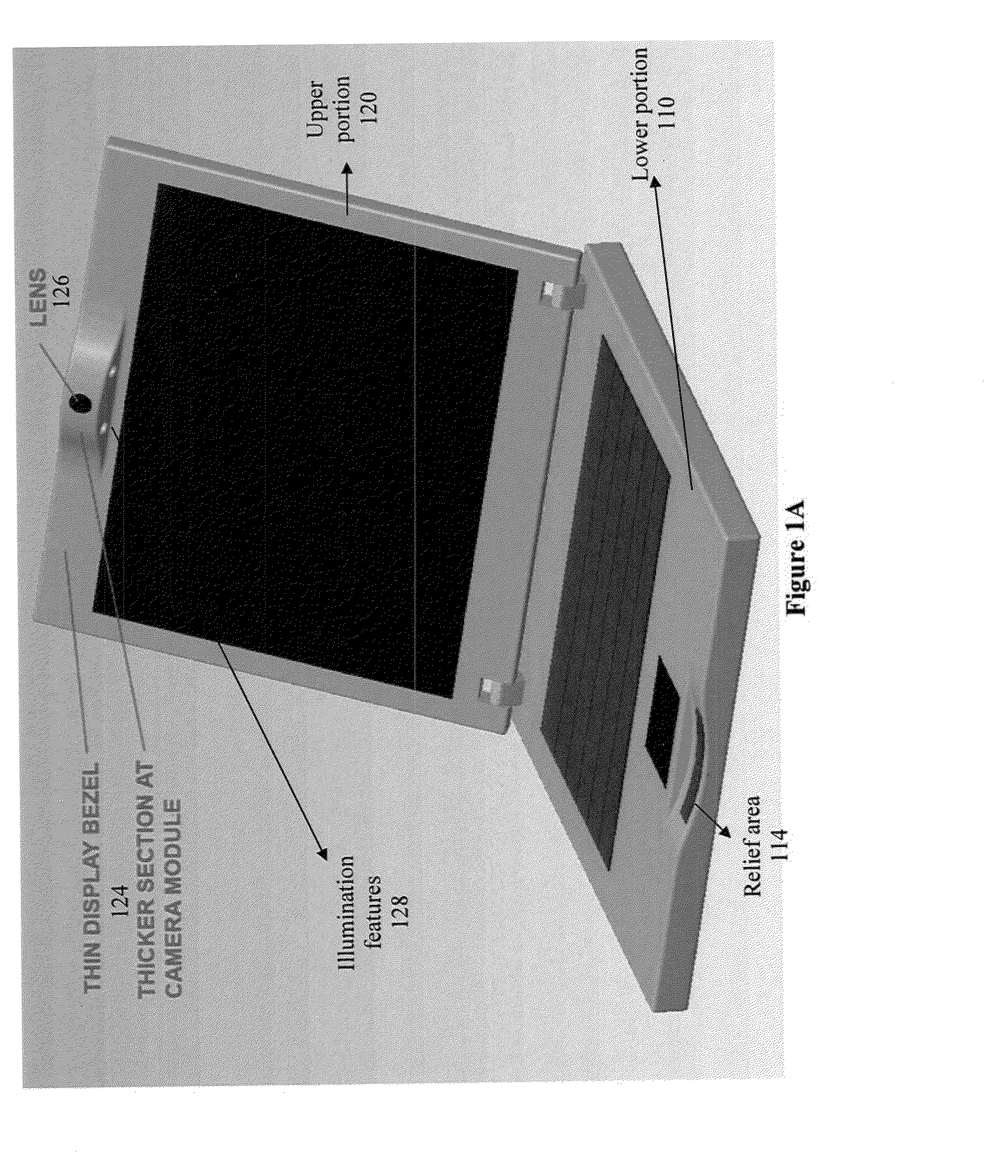 Optimized designs for embedding webcam modules with superior image quality in electronics displays