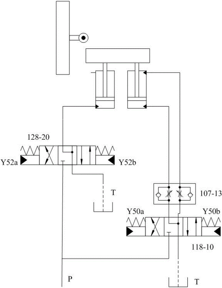 Pressure self-adaptive switching hydraulic logic control device for main and auxiliary hydraulic cylinders