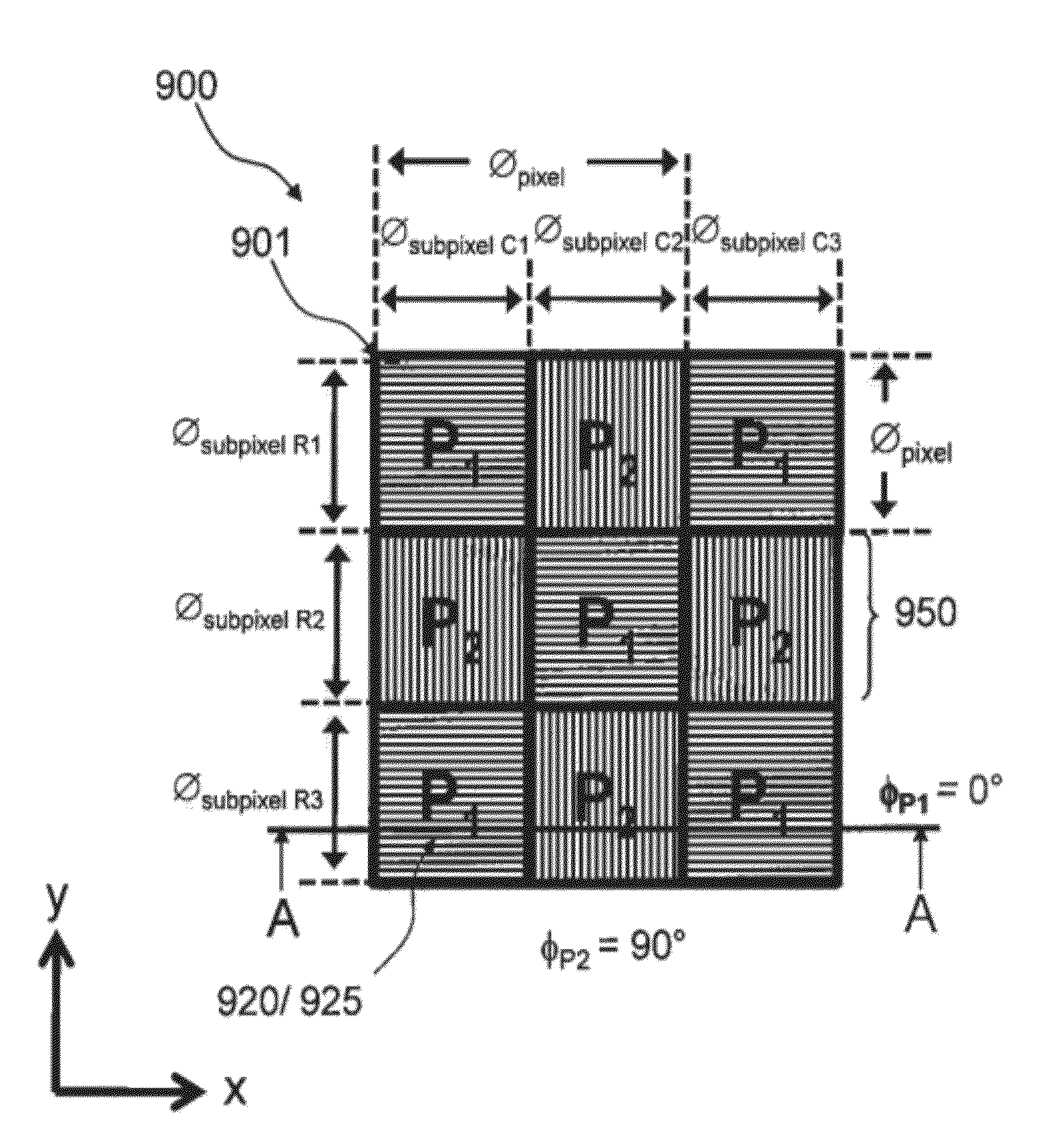Pixelated optical filter and method for manufacturing thereof