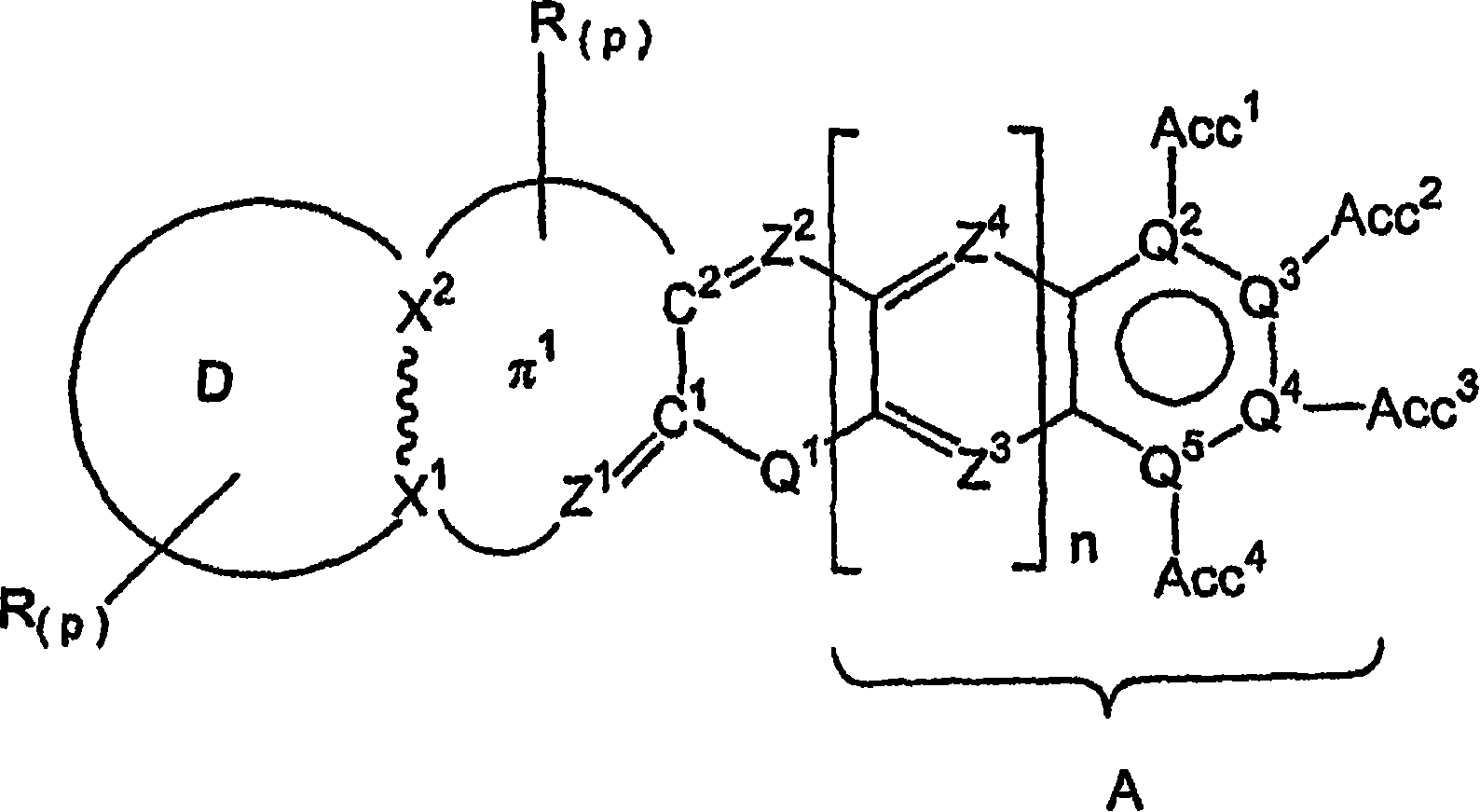 Heterocyclical chromophore architectures with novel electronic acceptor systems