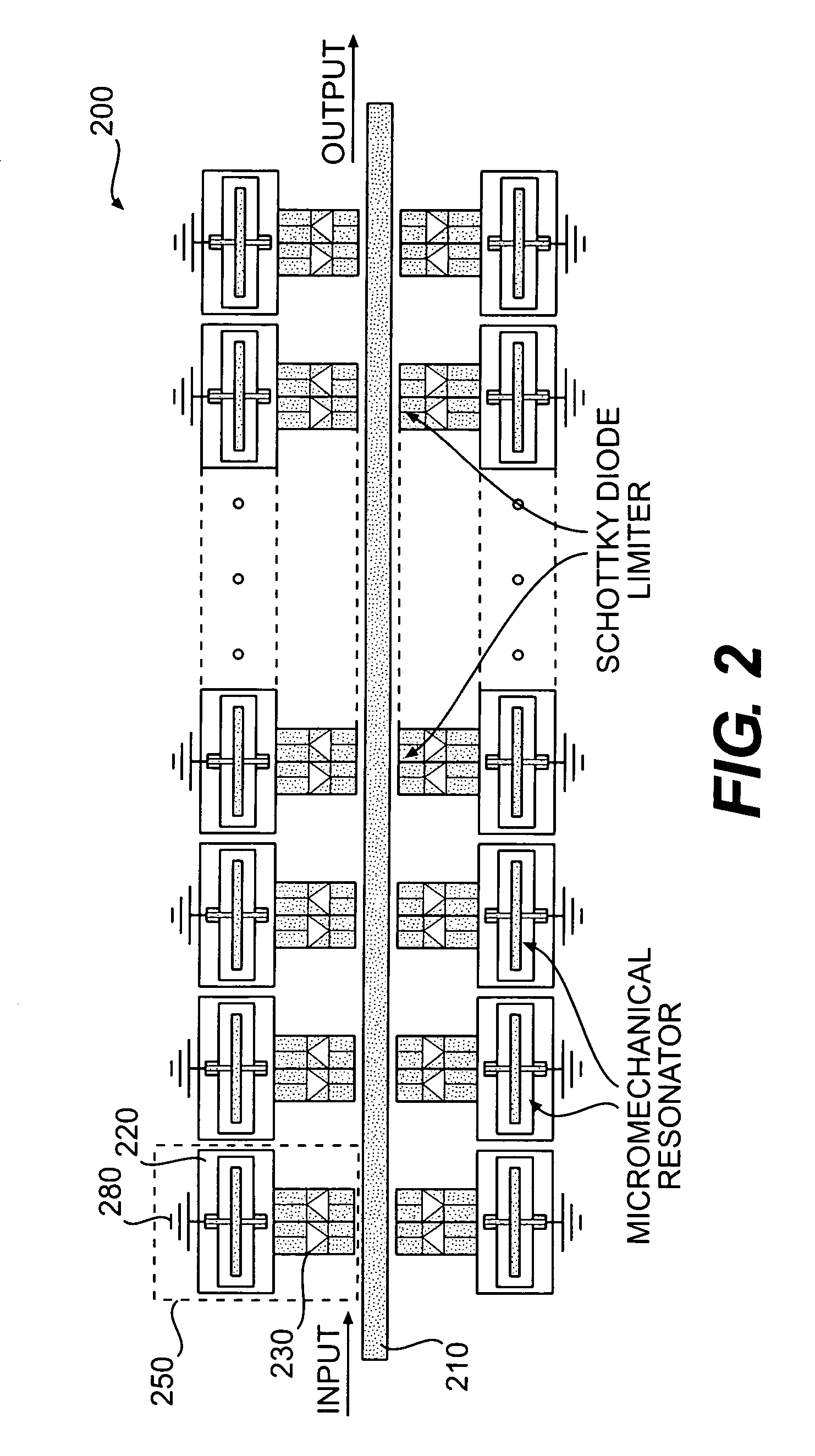 Frequency selective limiting with resonators