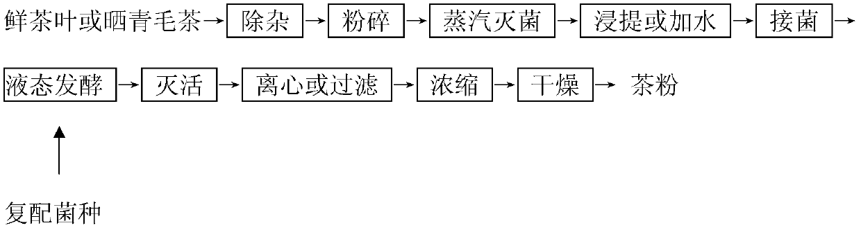 Technology for preparing fermented tea with combination of artificial inoculation and liquid state fermentation process