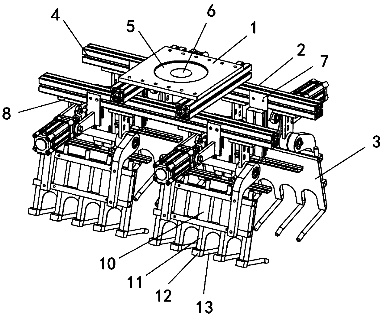 A claw structure of automatic loading and unloading robot for parts processing