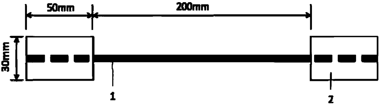 Test sample for tensile properties of large tow carbon fiber multifilament and sample preparation method thereof