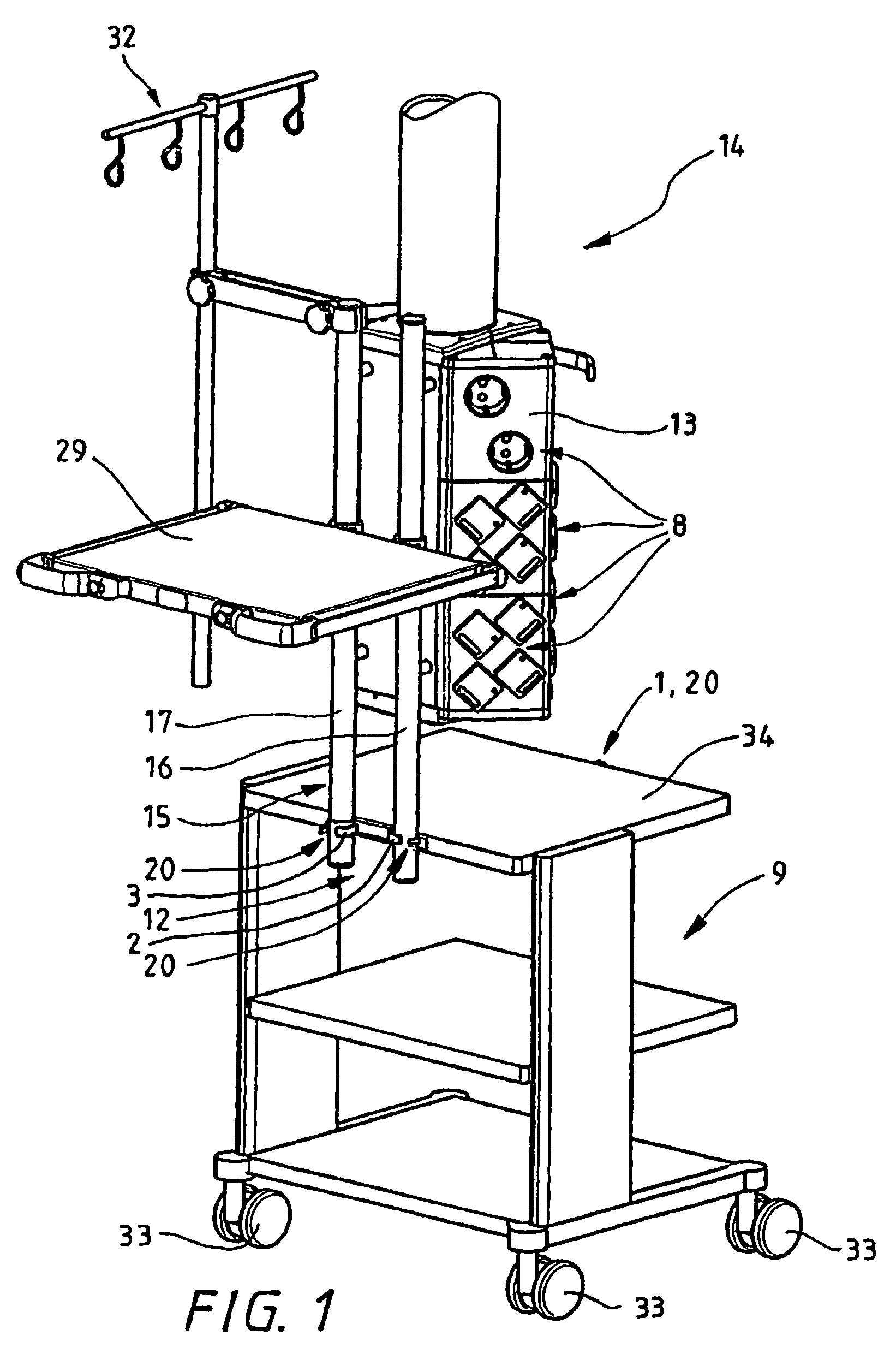 Coupling device of a transport cart with a structure of a supply panel for medical applications