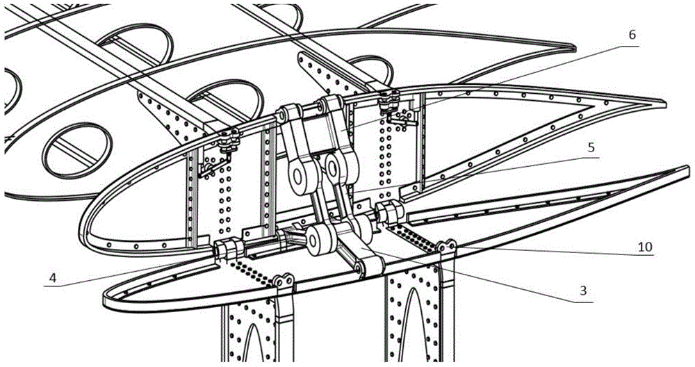 Novel folding wing and driving and deadlocking mechanism