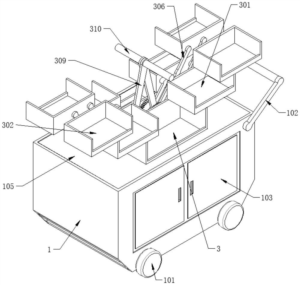 Medical instrument storage device for medical general surgery department, and using method thereof