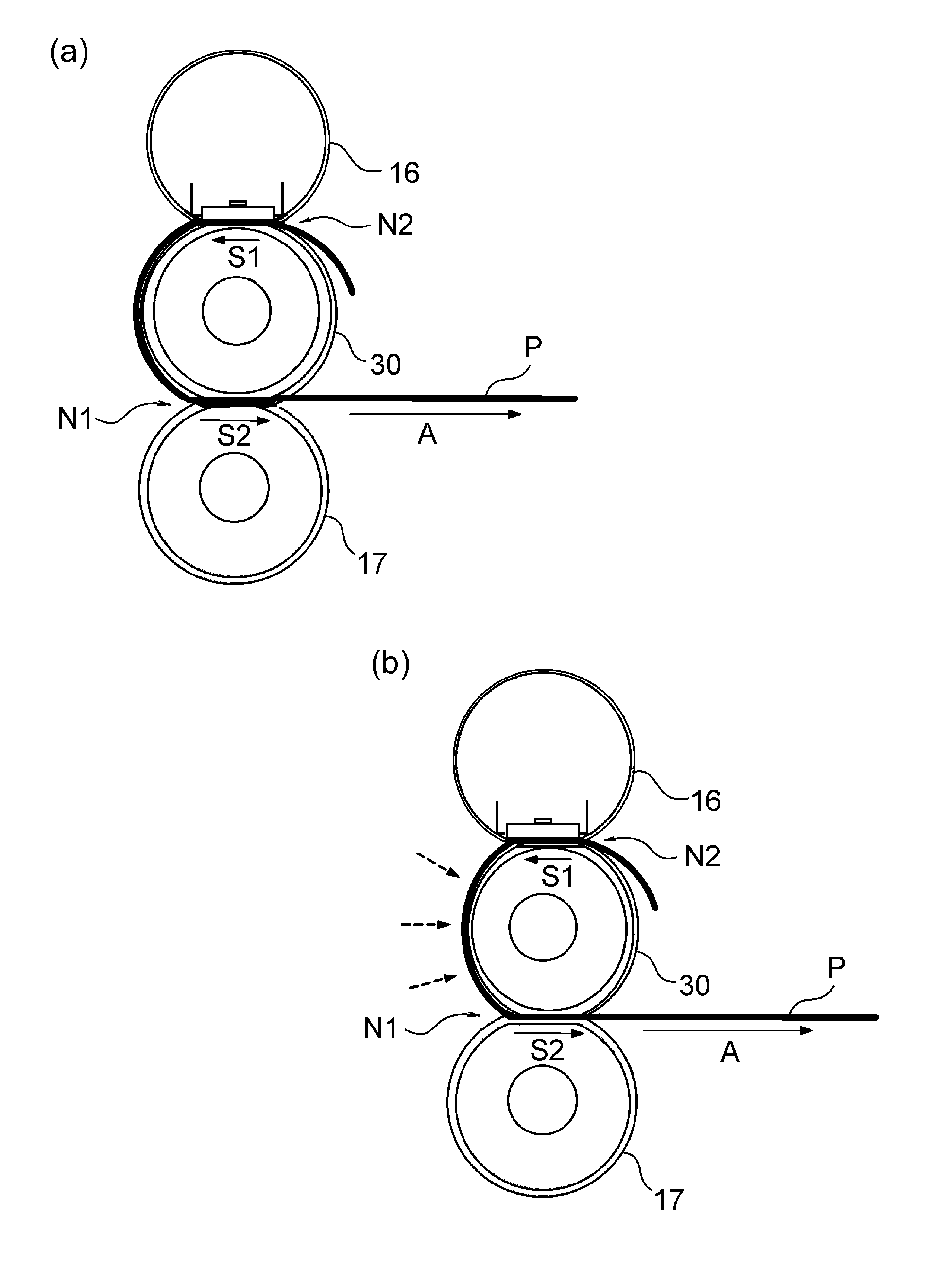 Fixing device for fixing on a recording material a toner image formed on the recording material including a fixing roller and heating and pressing members