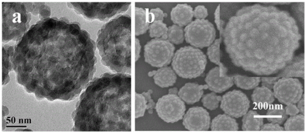 A hollow submicron sphere, its preparation method and application