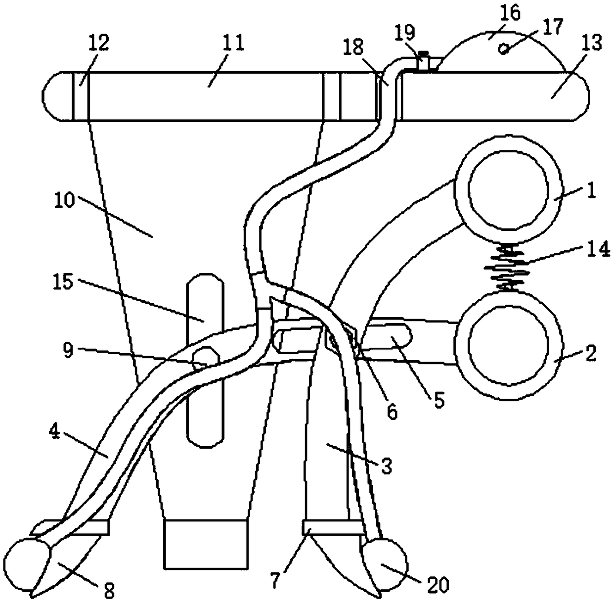 Mouth opening device for remains during encoffining make-up