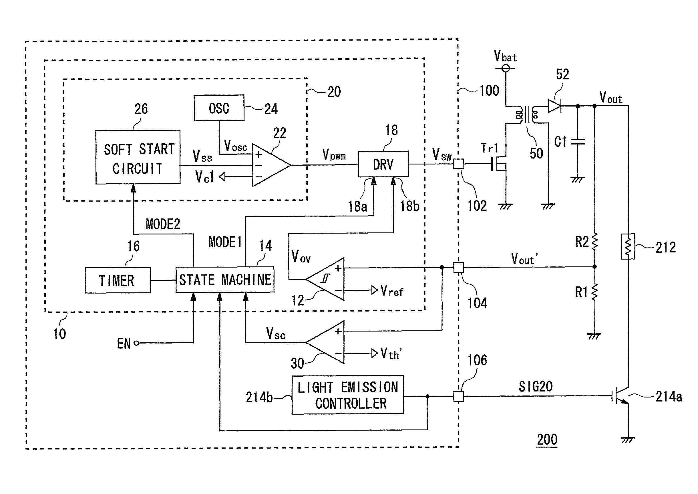 DC/DC converter control circuit, and power supply apparatus, light emitting apparatus and electronic device using the same