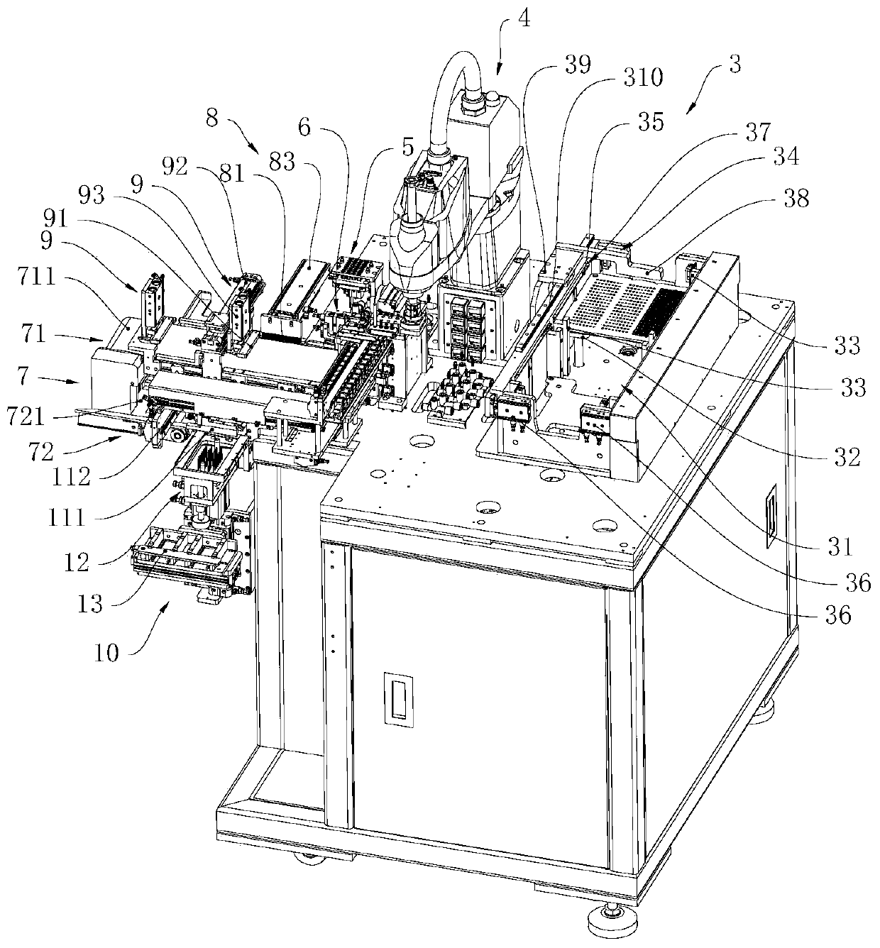 Automatic feeding and discharging integrated machine and hot-pressing production line