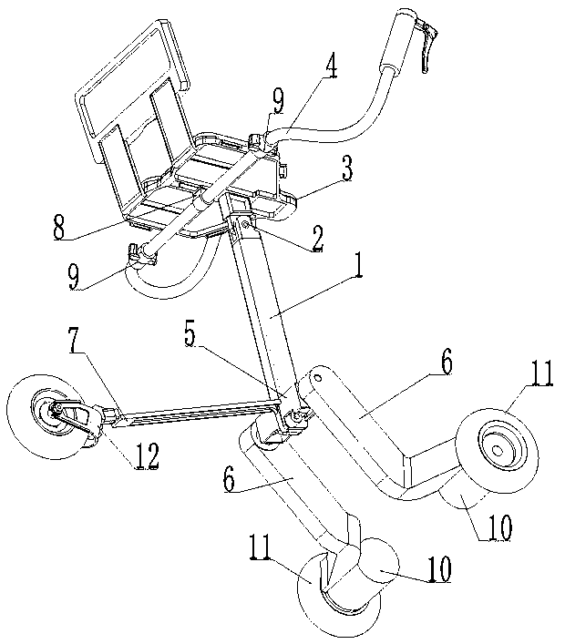 Knapsack type folding tricycle