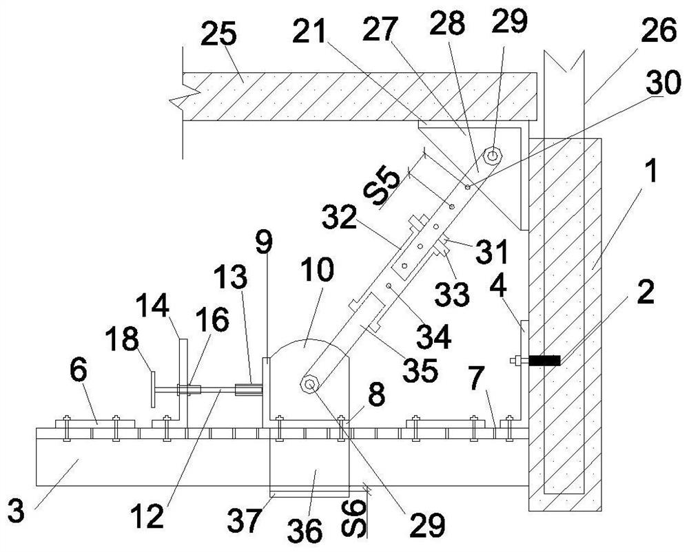 Device for supporting angle formwork during secondary concrete pouring at intersection of precast beams and slabs and method of device