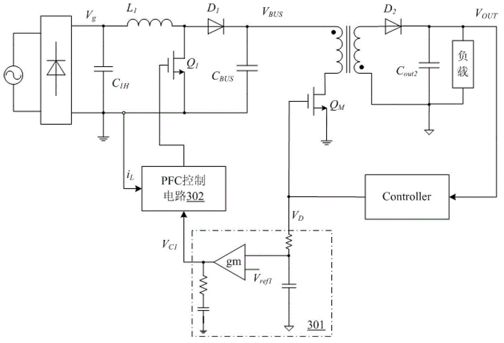 High-efficiency and low-loss AC/DC (Alternating Current/Direct Current) power supply circuit and control method thereof