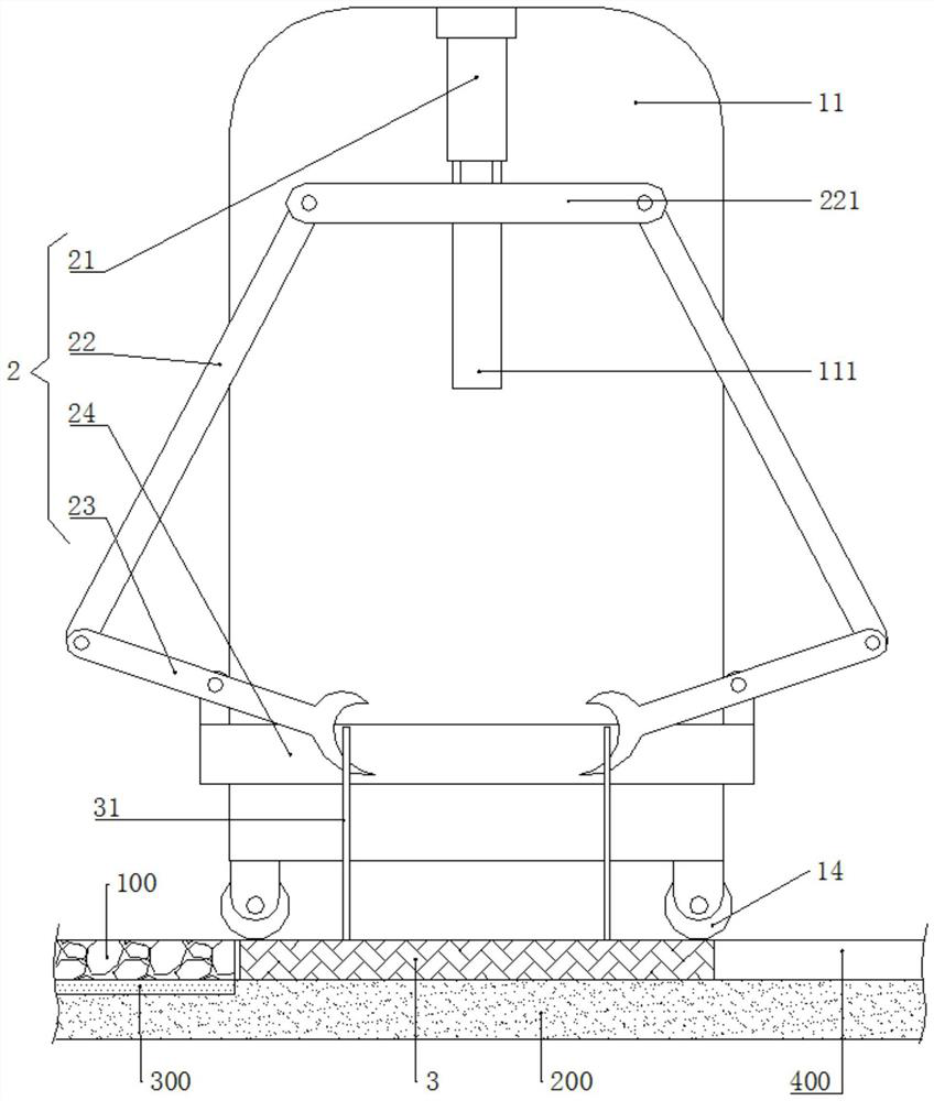 Trial paving device for stone paving and stone paving method