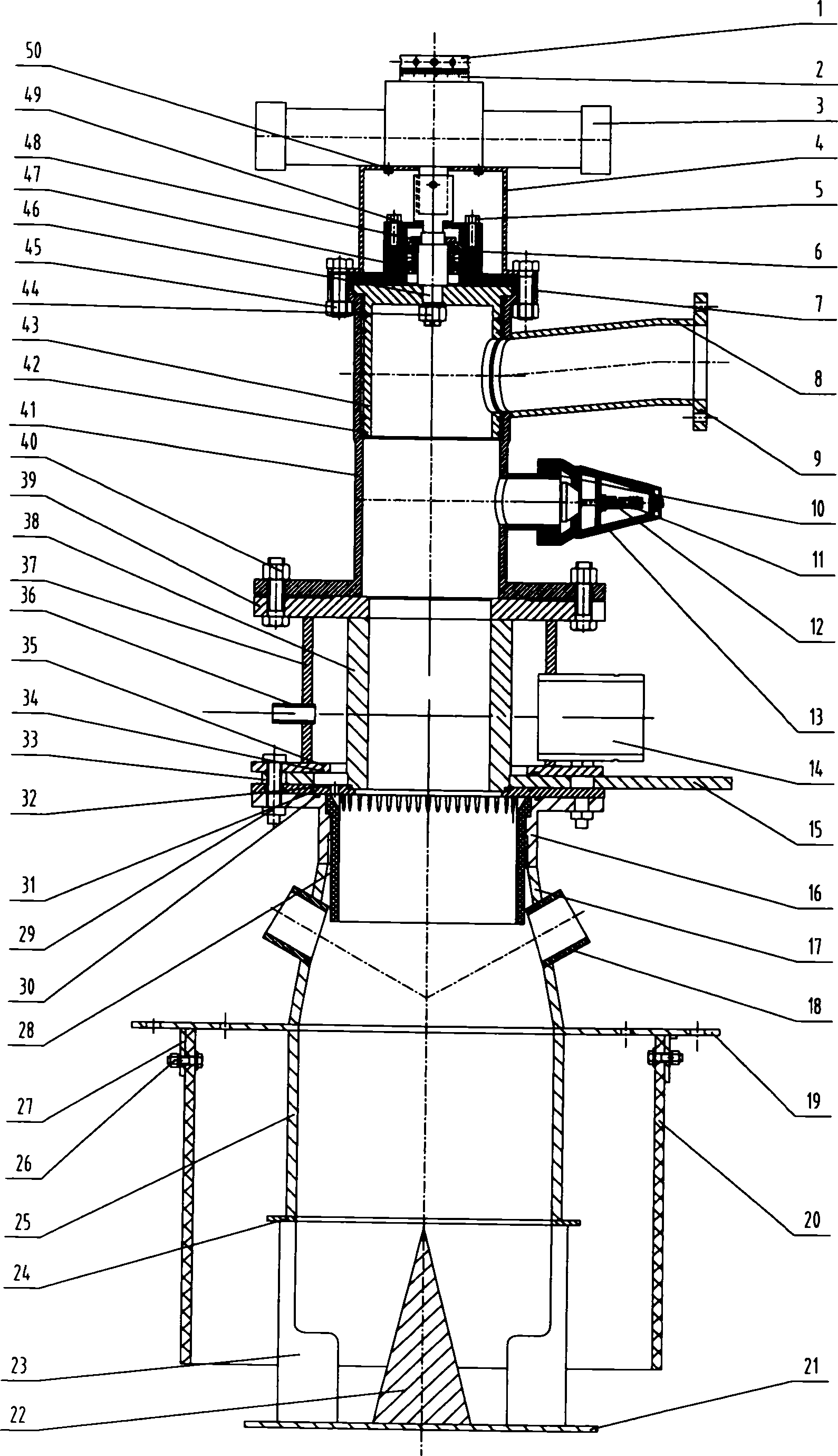 Method for mixing solid powder and liquid and axial flow type mixer therefor