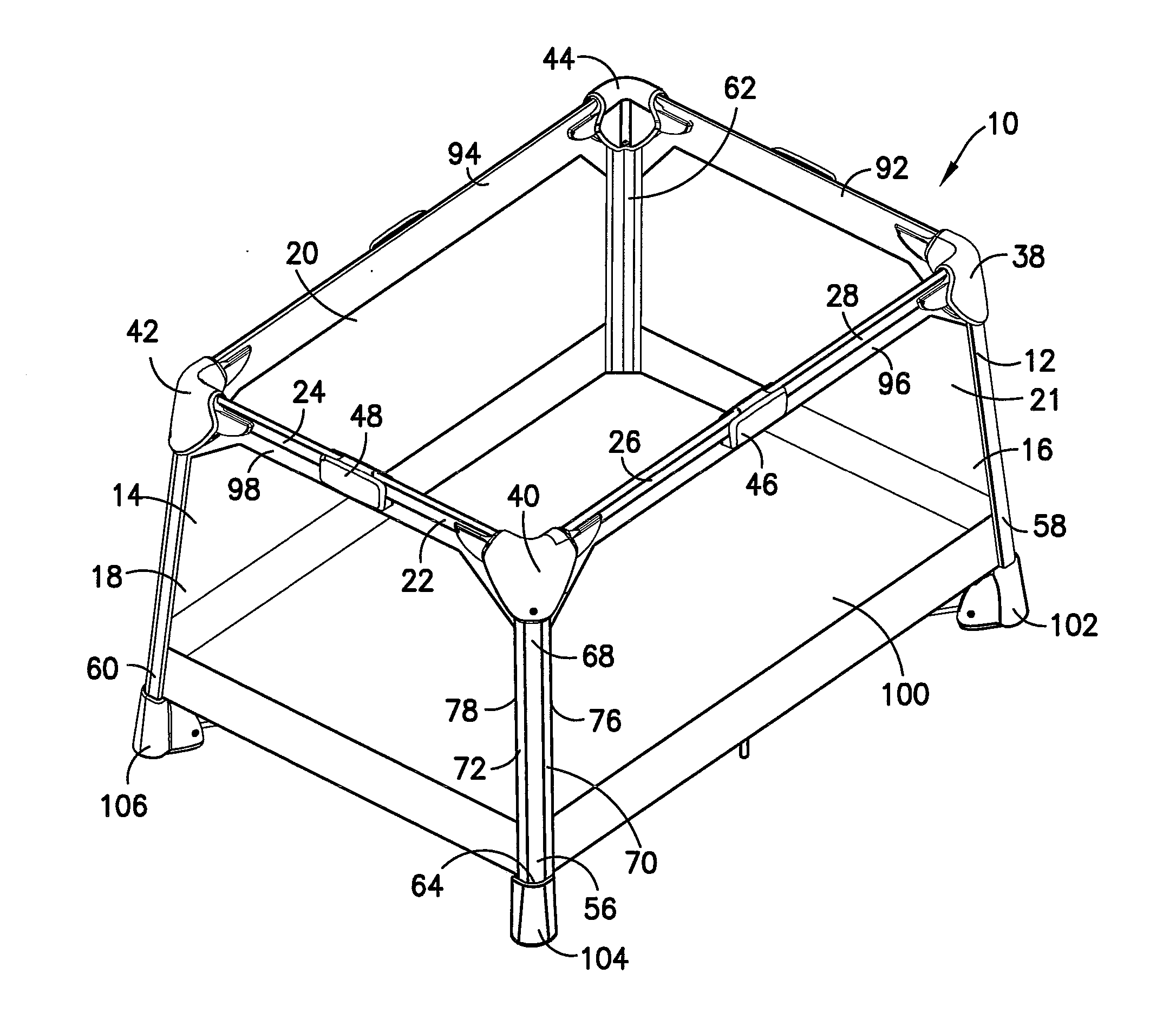 Foldable Play Yard Apparatus Including a Clamp and a Method of Attaching a Flexible Sheet to the Clamp