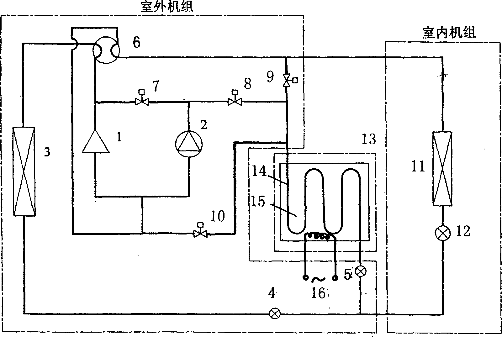 Air-cooled air conditioner by employing heat pump energy accumulation