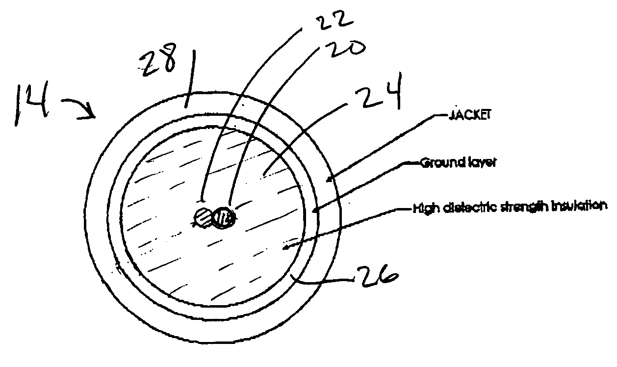 High voltage cable for a miniature x-ray tube