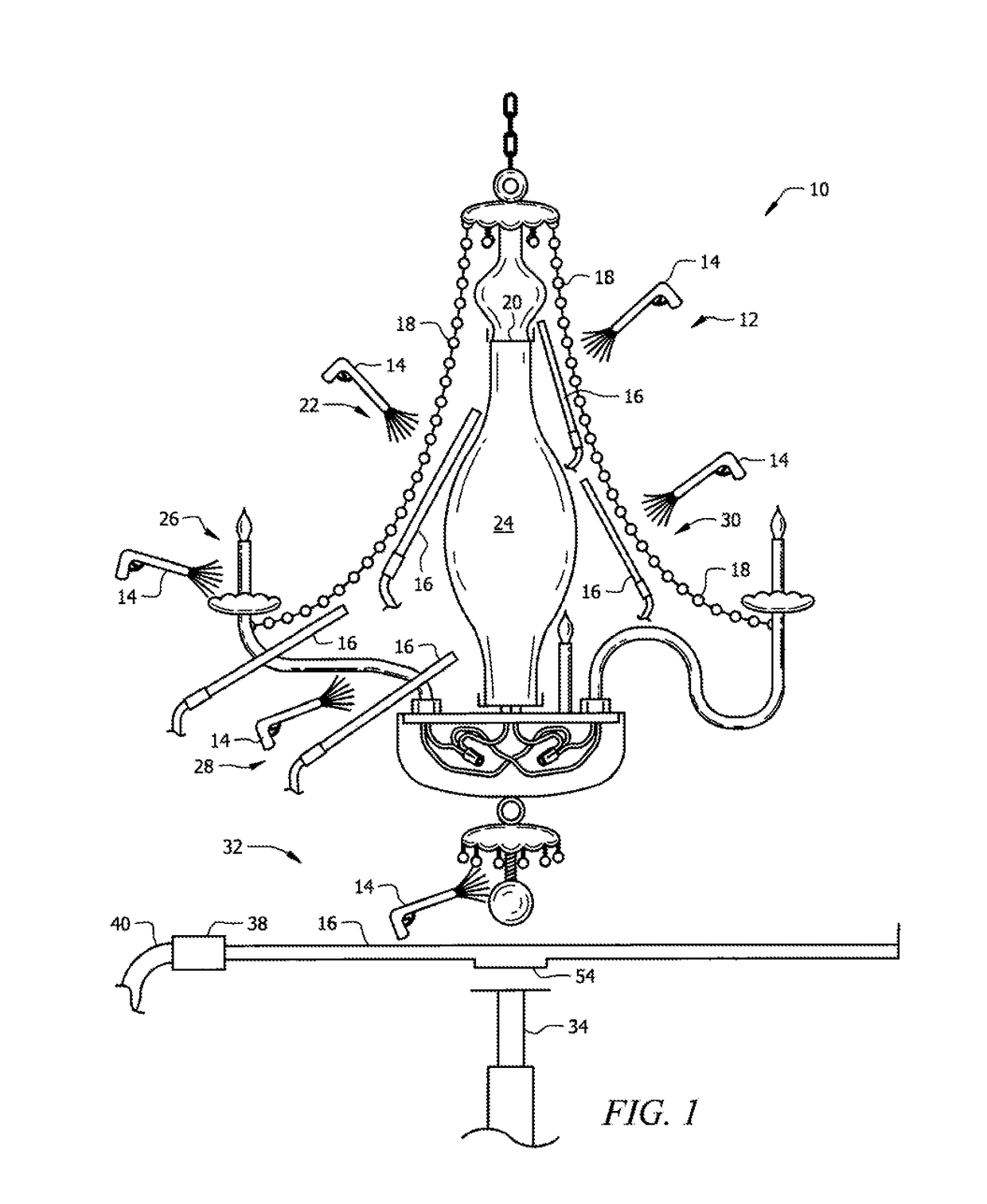 Directional atomizer system for cleaning chandeliers