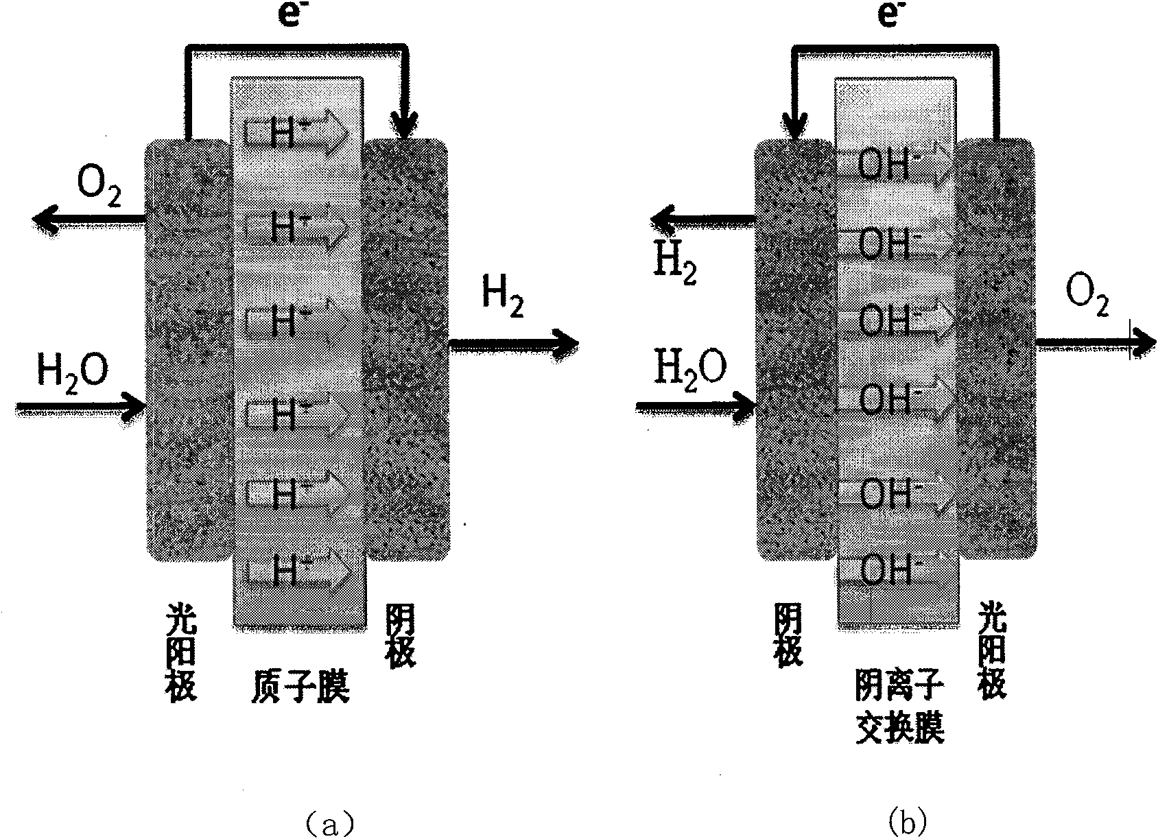 Method for separating and preparing hydrogen by decomposing water in fuel cell through photocatalysis