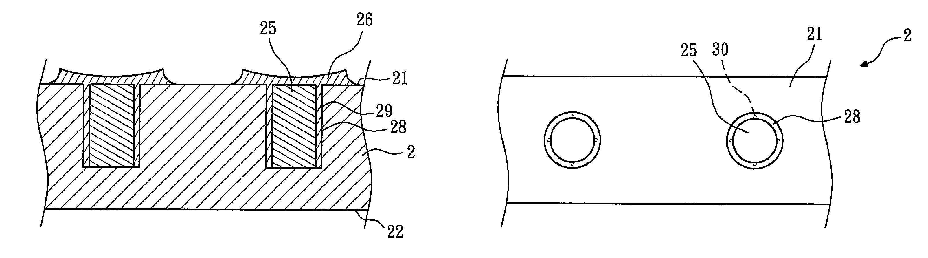 Method for forming vias in a substrate