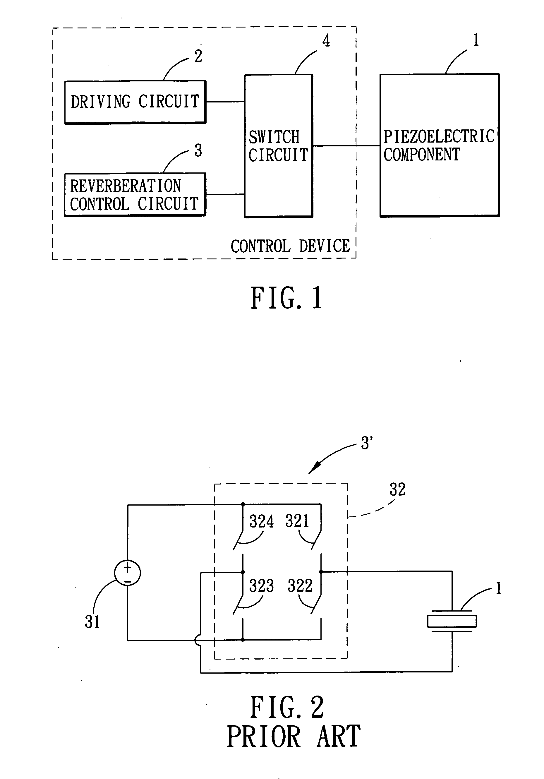 Control device for suppression of residual vibration of piezoelectric transducer