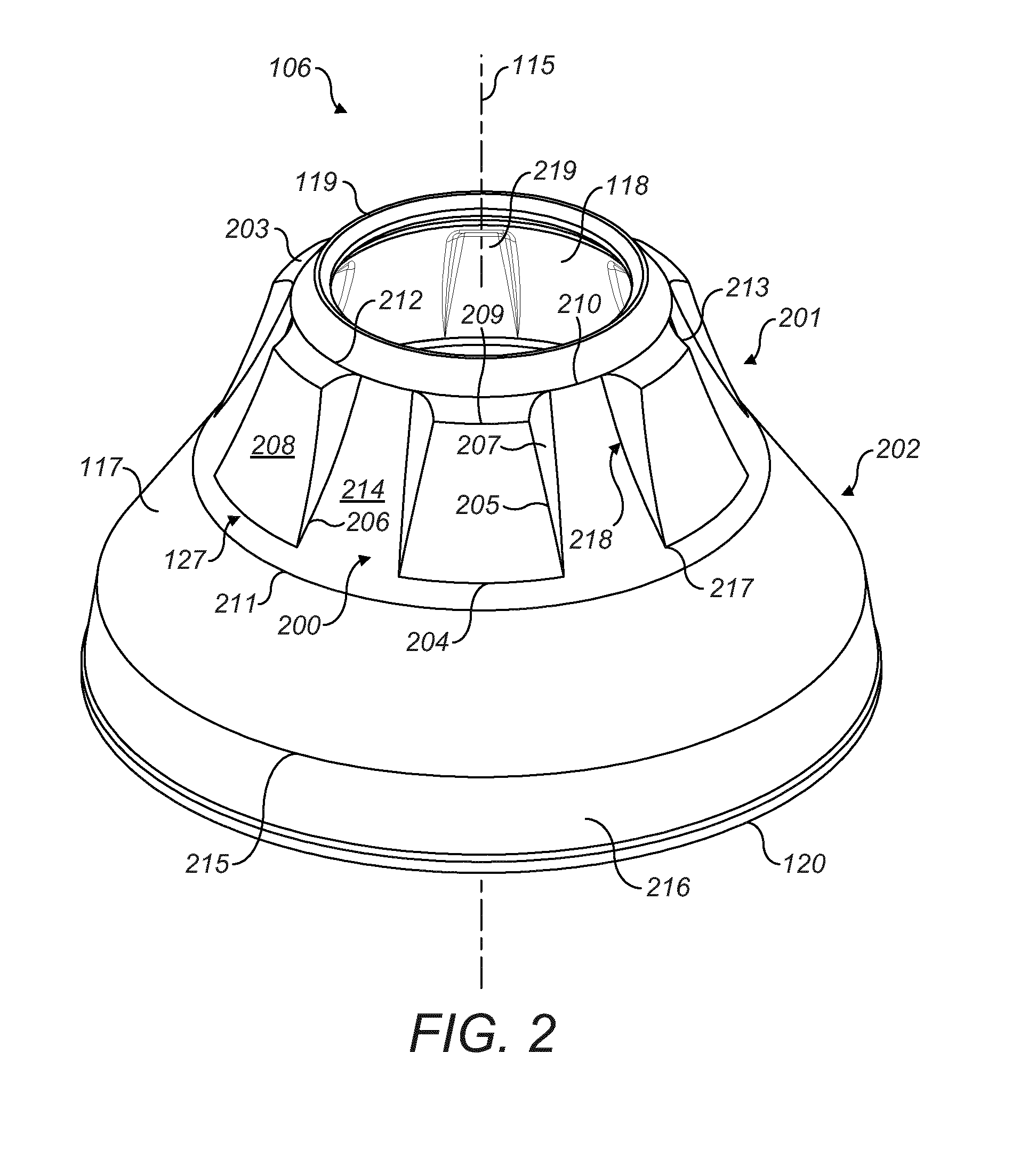 Crushing shell with profiled crushing surface