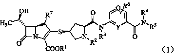 Sulfhydryl pyrrolidine formamido pyridine substituted penem derivant