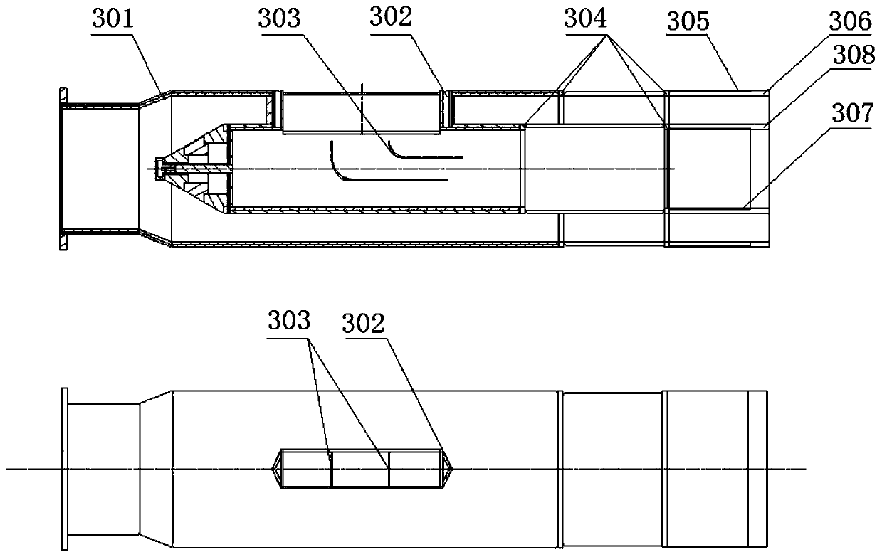 Low air cooling volume burner adopting composite material nozzle